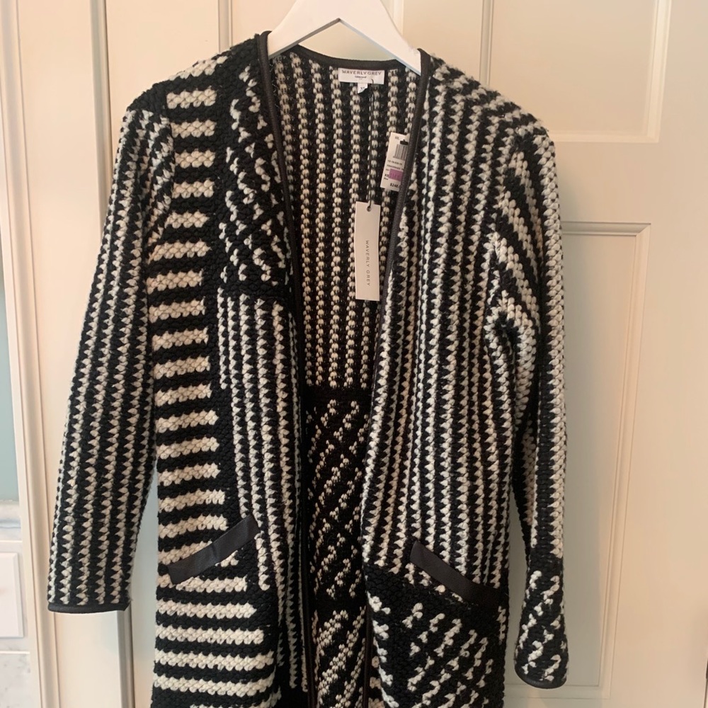 Waverly Grey black and white sweater jacket